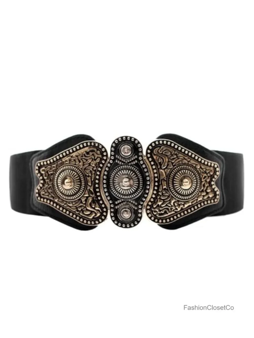 Women's Wide Stretch Elastic Waist Belt Retro Dress Belt Faux Leather